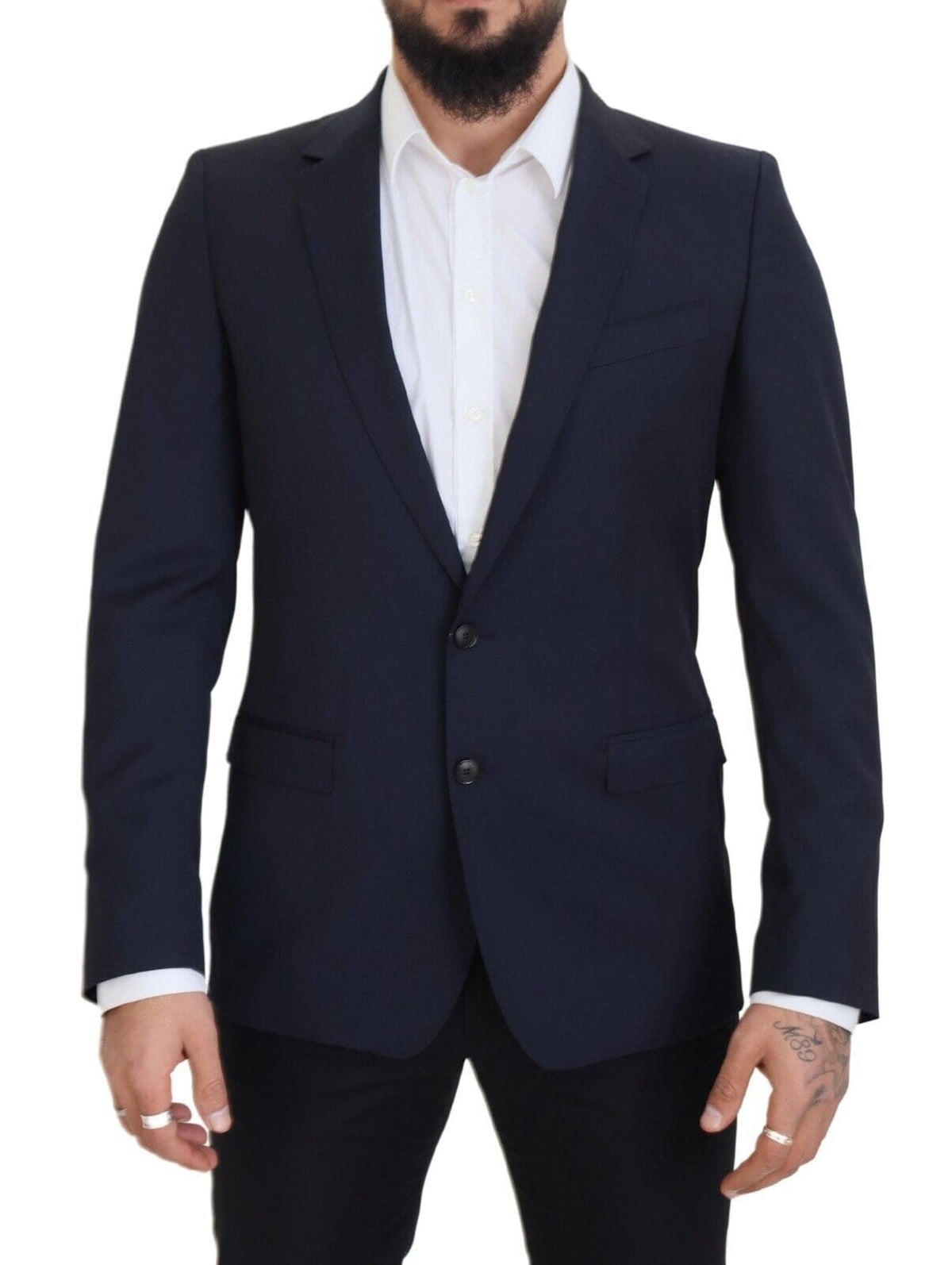 Blazer élégant en laine bleu foncé coupe slim Dolce &amp; Gabbana