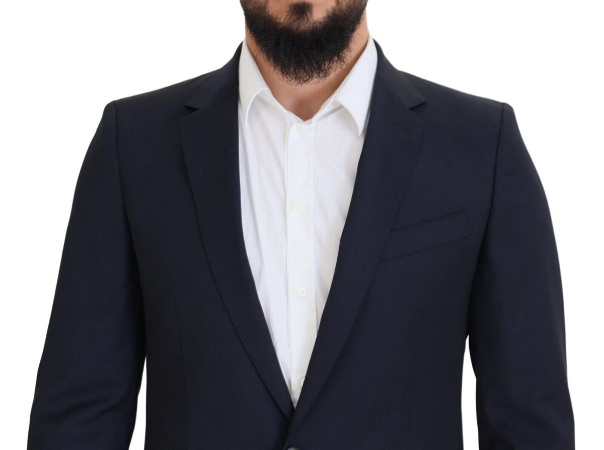 Blazer élégant en laine bleu foncé coupe slim Dolce &amp; Gabbana