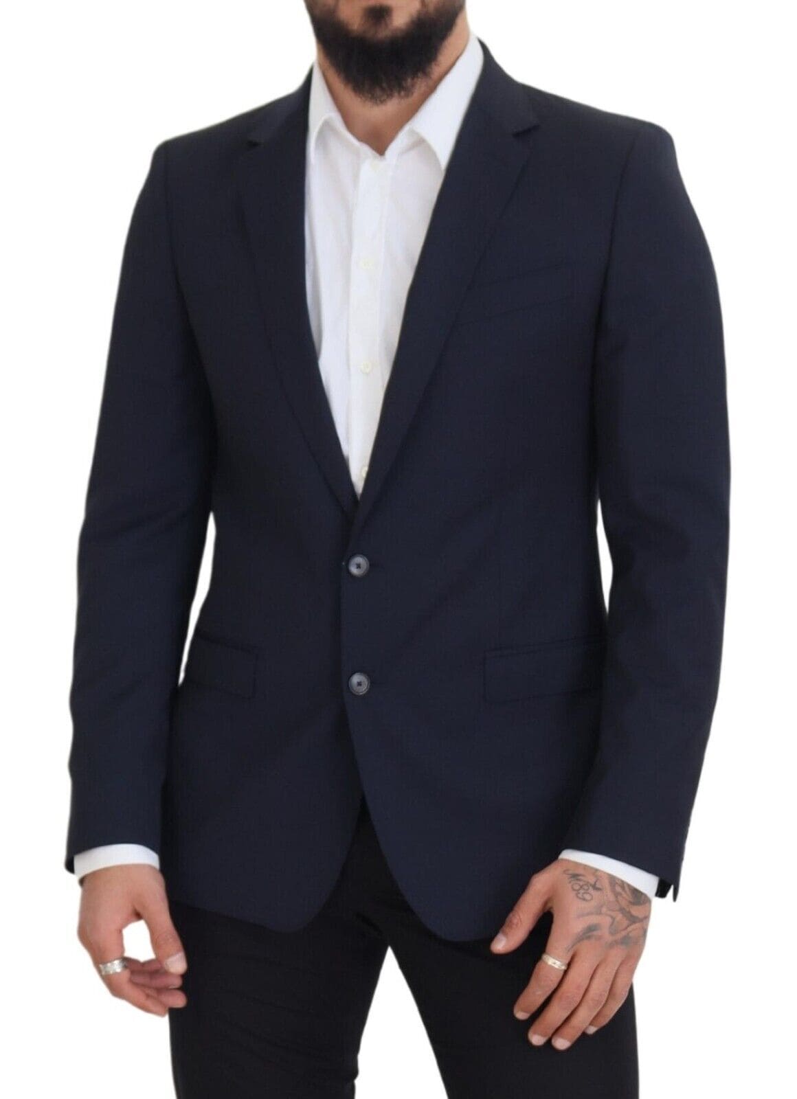 Blazer élégant en laine bleu foncé coupe slim Dolce &amp; Gabbana