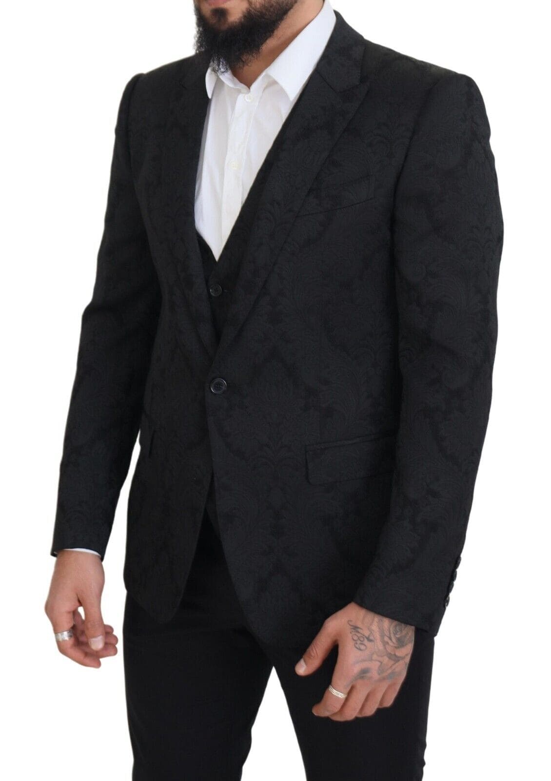 Conjunto de chaqueta y chaleco elegante de traje Martini negro de Dolce &amp; Gabbana