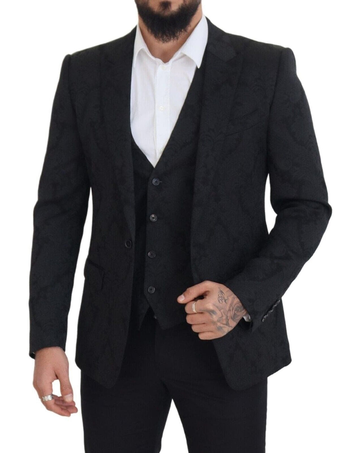 Conjunto de chaqueta y chaleco elegante de traje Martini negro de Dolce &amp; Gabbana