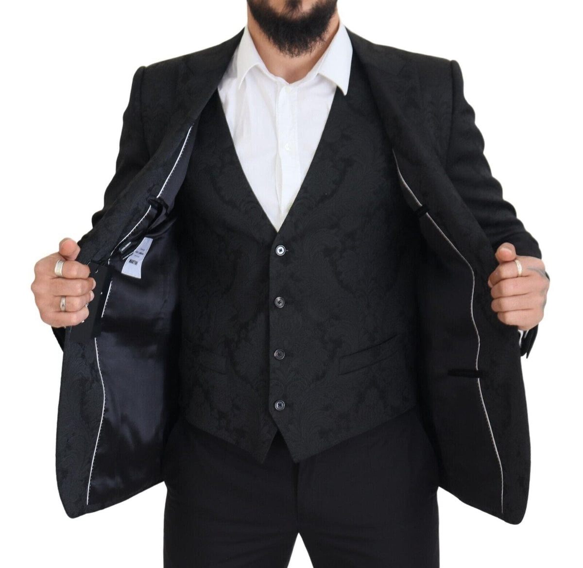 Conjunto de chaqueta y chaleco elegante de traje Martini negro de Dolce &amp; Gabbana