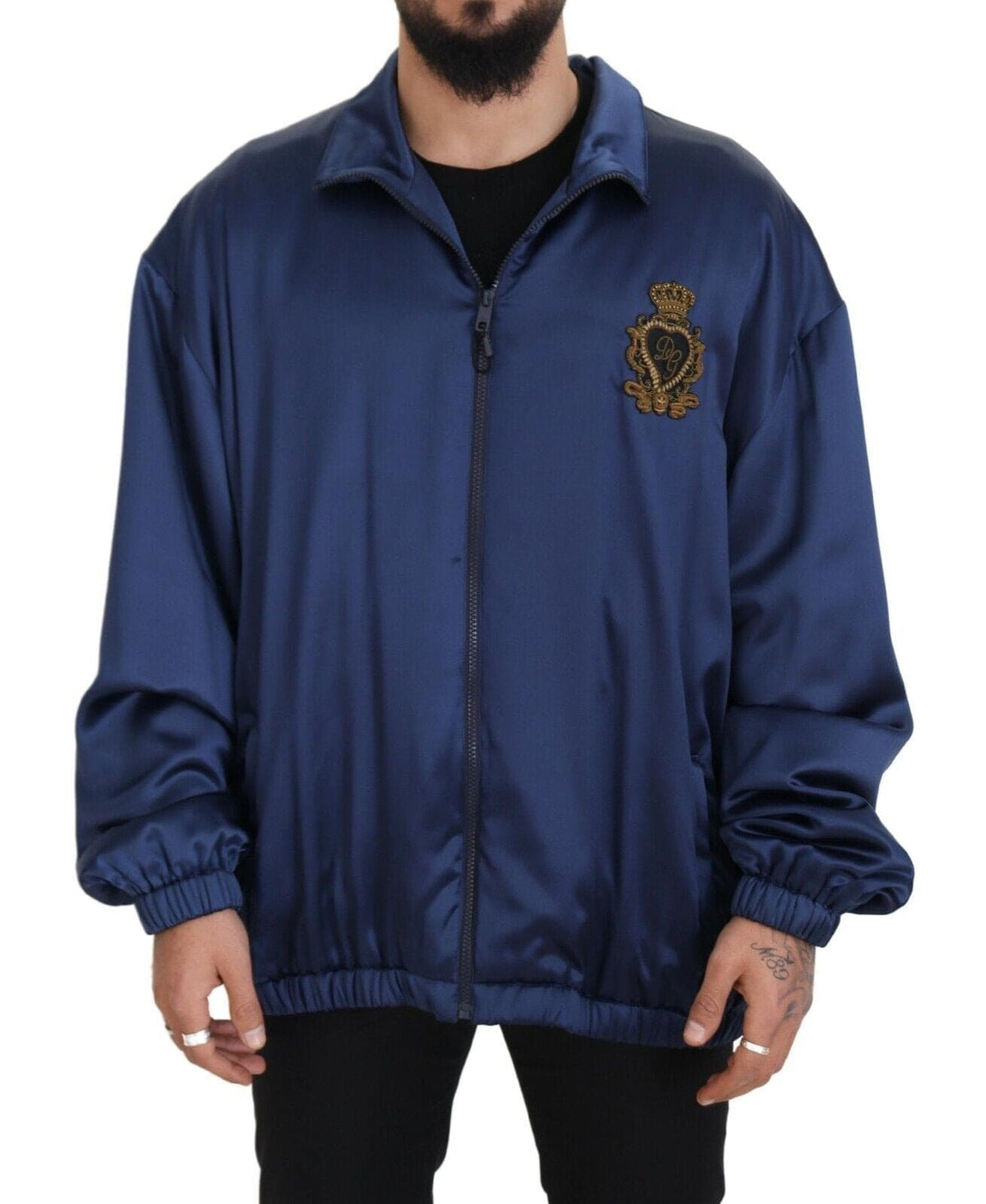 Veste bomber en soie bleu royal Dolce &amp; Gabbana