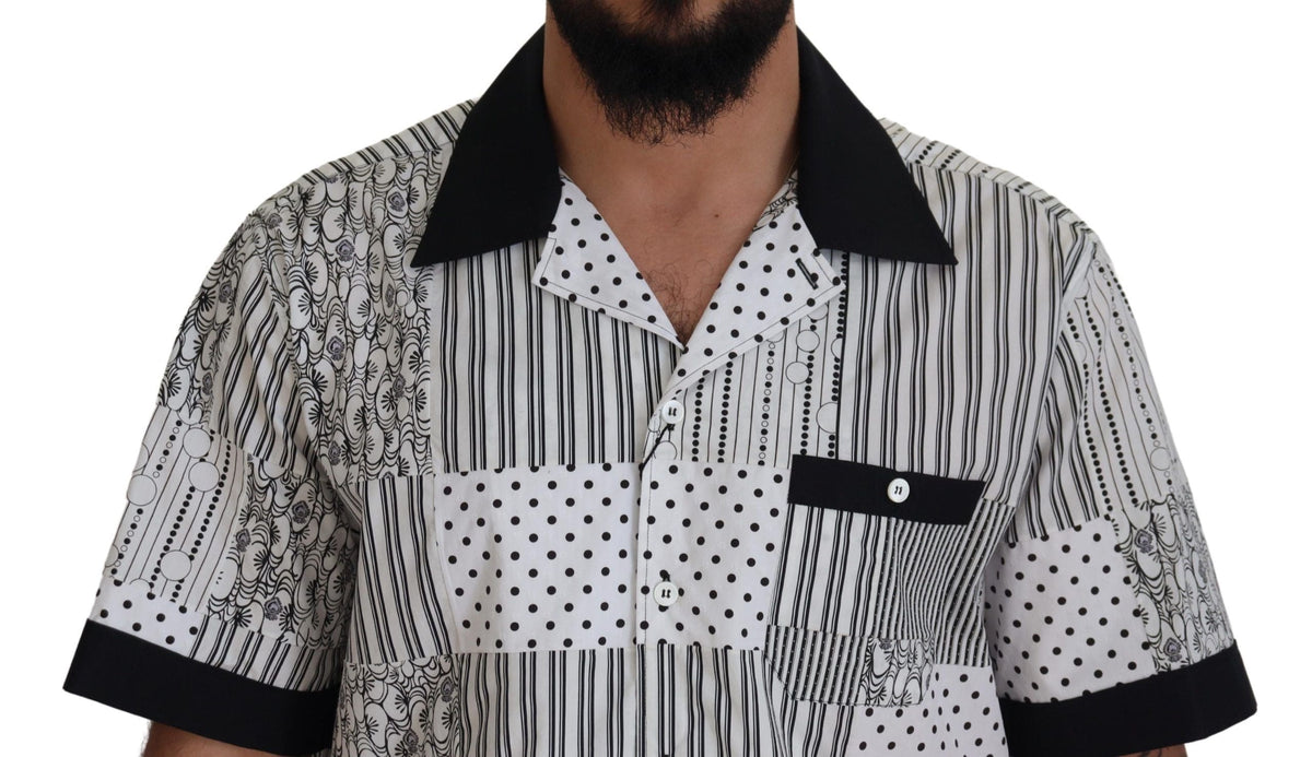 Camisa elegante de algodón en blanco y negro de Dolce &amp; Gabbana