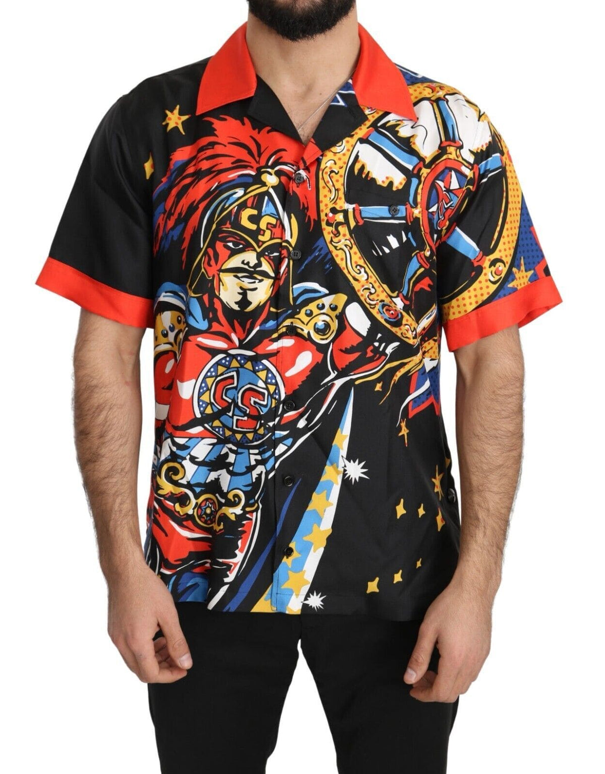 Chemise décontractée élégante en soie multicolore Dolce &amp; Gabbana