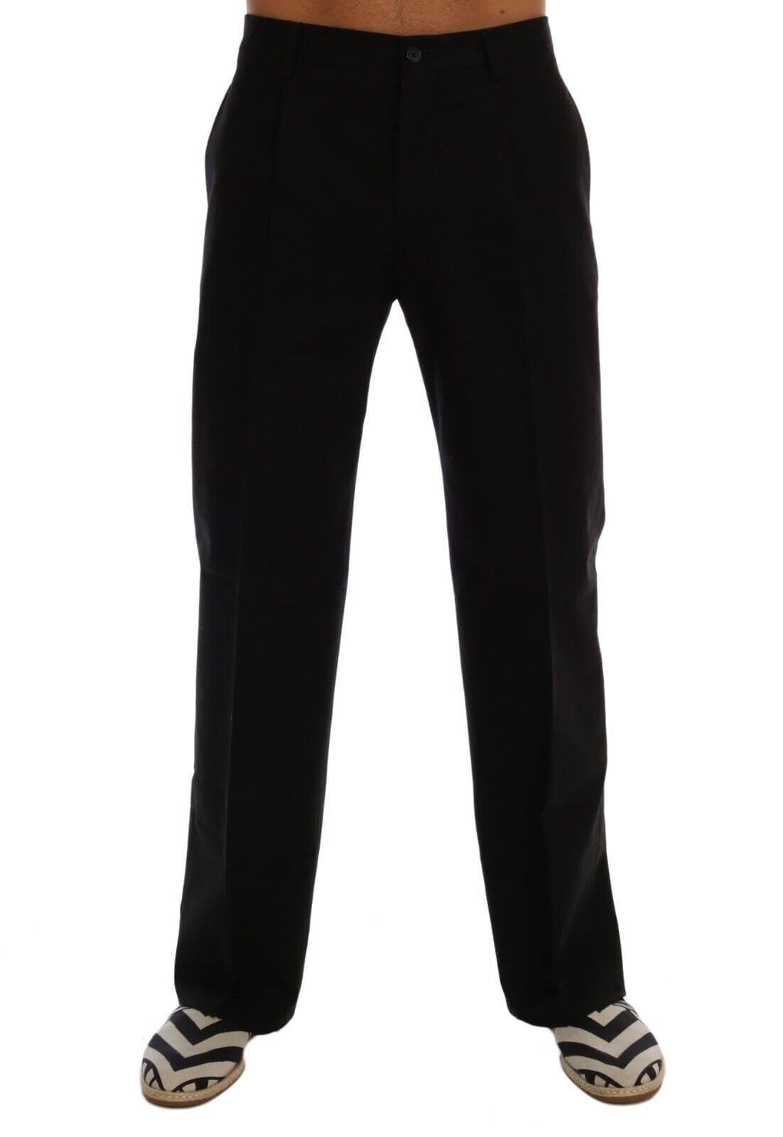 Pantalon élégant en coton stretch noir Dolce &amp; Gabbana