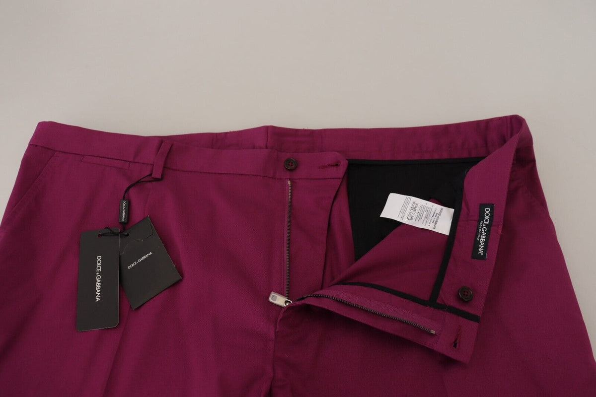 Pantalon élégant en coton stretch magenta Dolce &amp; Gabbana