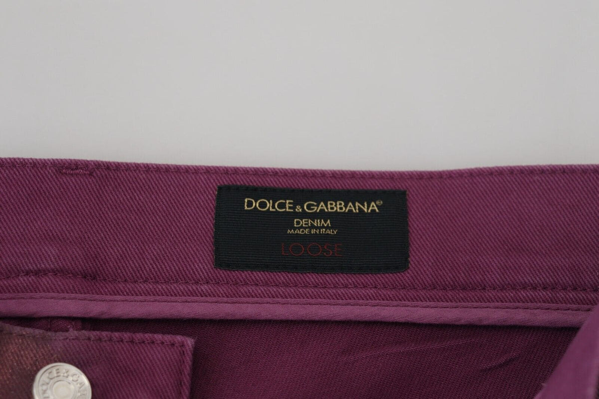 Pantalon élégant en coton magenta Dolce &amp; Gabbana