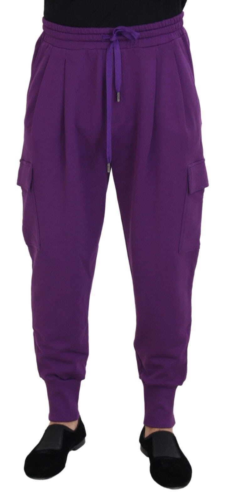 Pantalones deportivos elegantes de algodón color morado de Dolce &amp; Gabbana