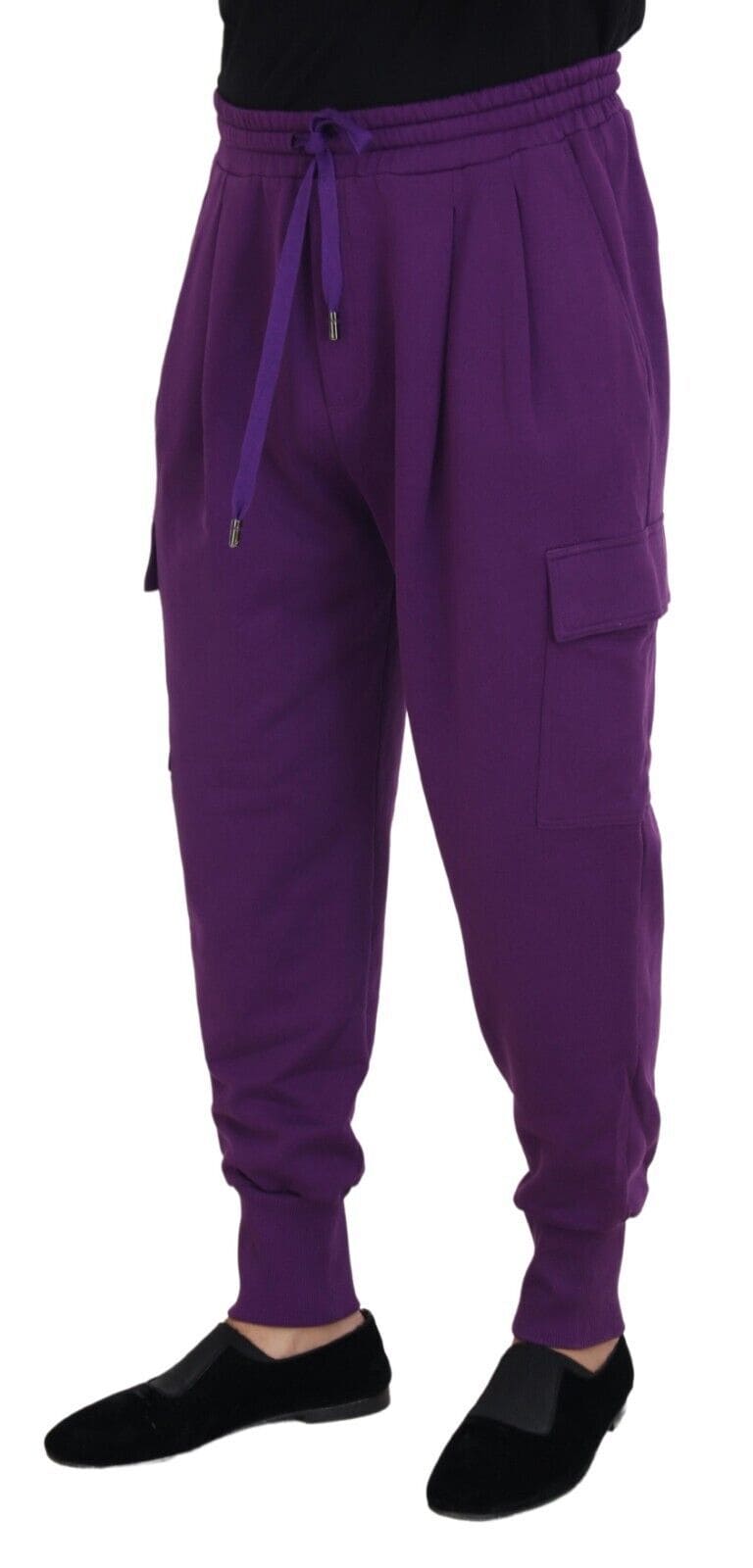 Pantalones deportivos elegantes de algodón color morado de Dolce &amp; Gabbana