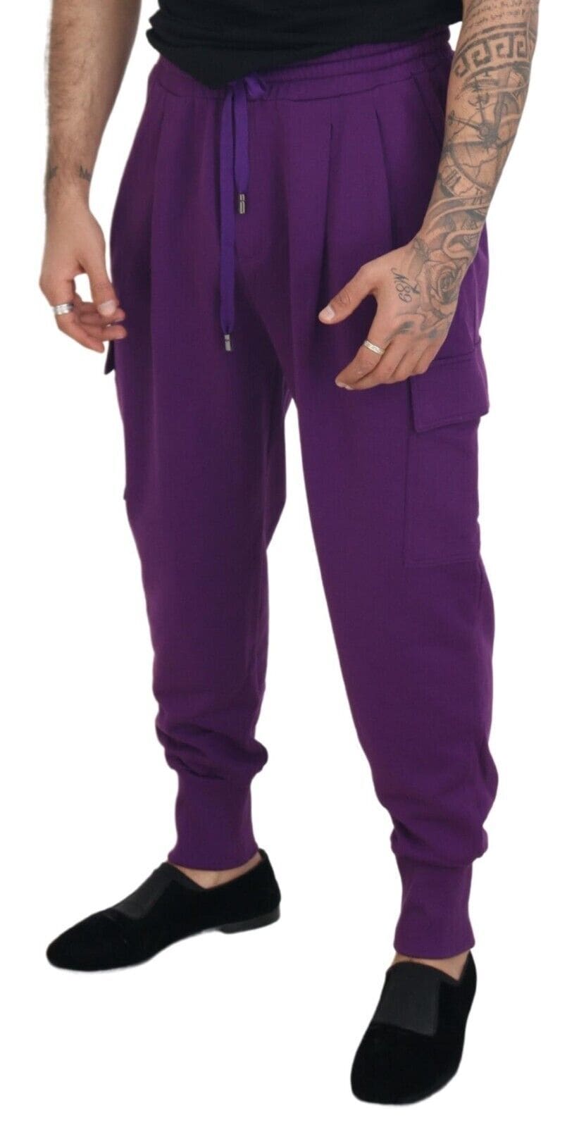 Pantalon de survêtement cargo en coton violet élégant Dolce &amp; Gabbana