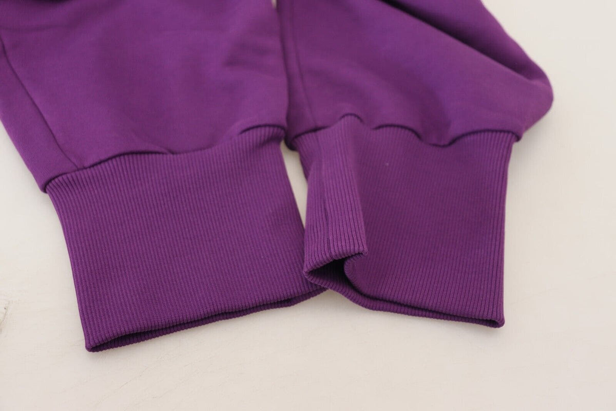 Pantalones deportivos elegantes de algodón color morado de Dolce &amp; Gabbana