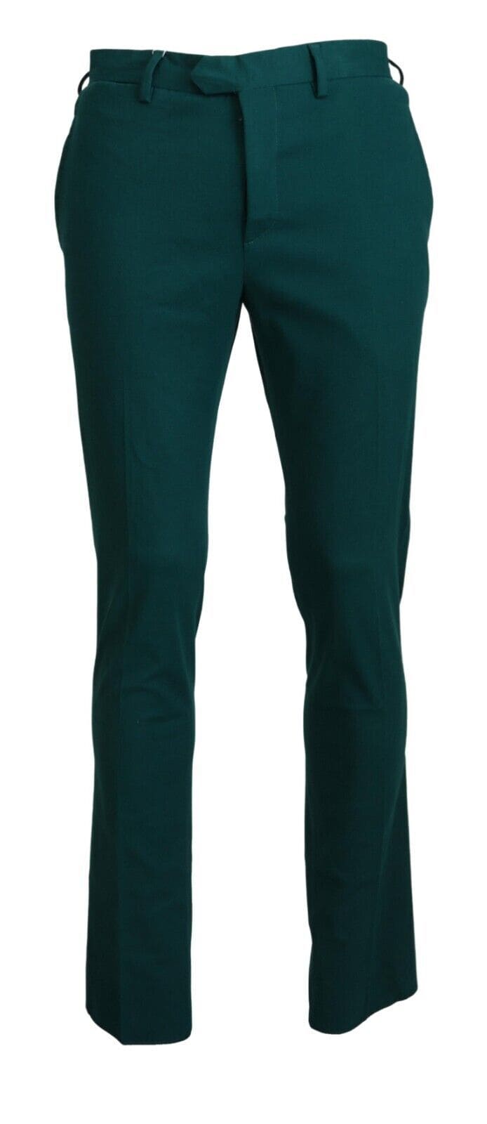 Pantalon en pur coton vert élégamment coupé BENCIVENGA