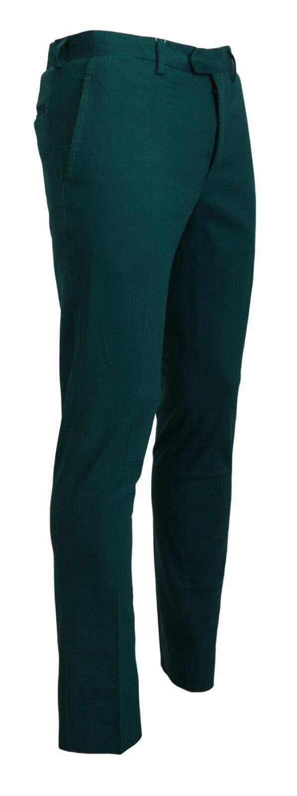 Pantalon en pur coton vert élégamment coupé BENCIVENGA