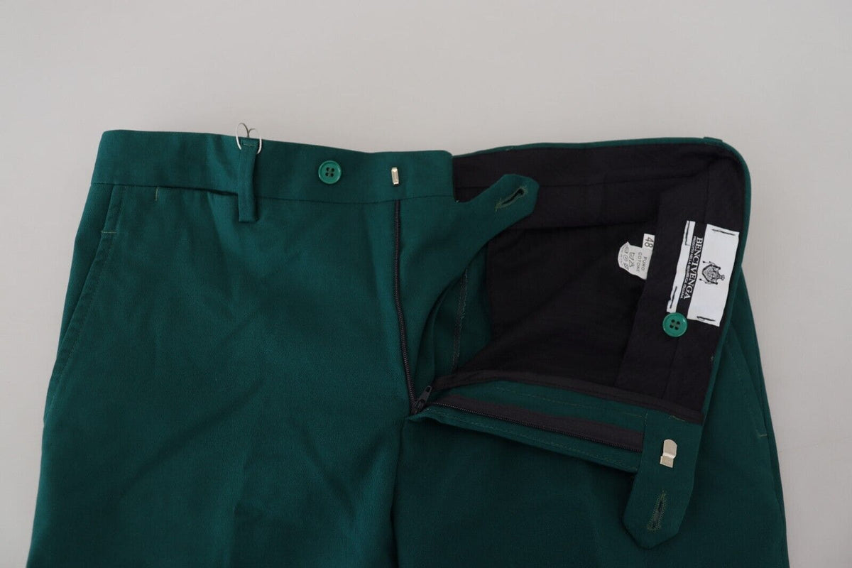 Pantalon en pur coton vert élégamment coupé BENCIVENGA