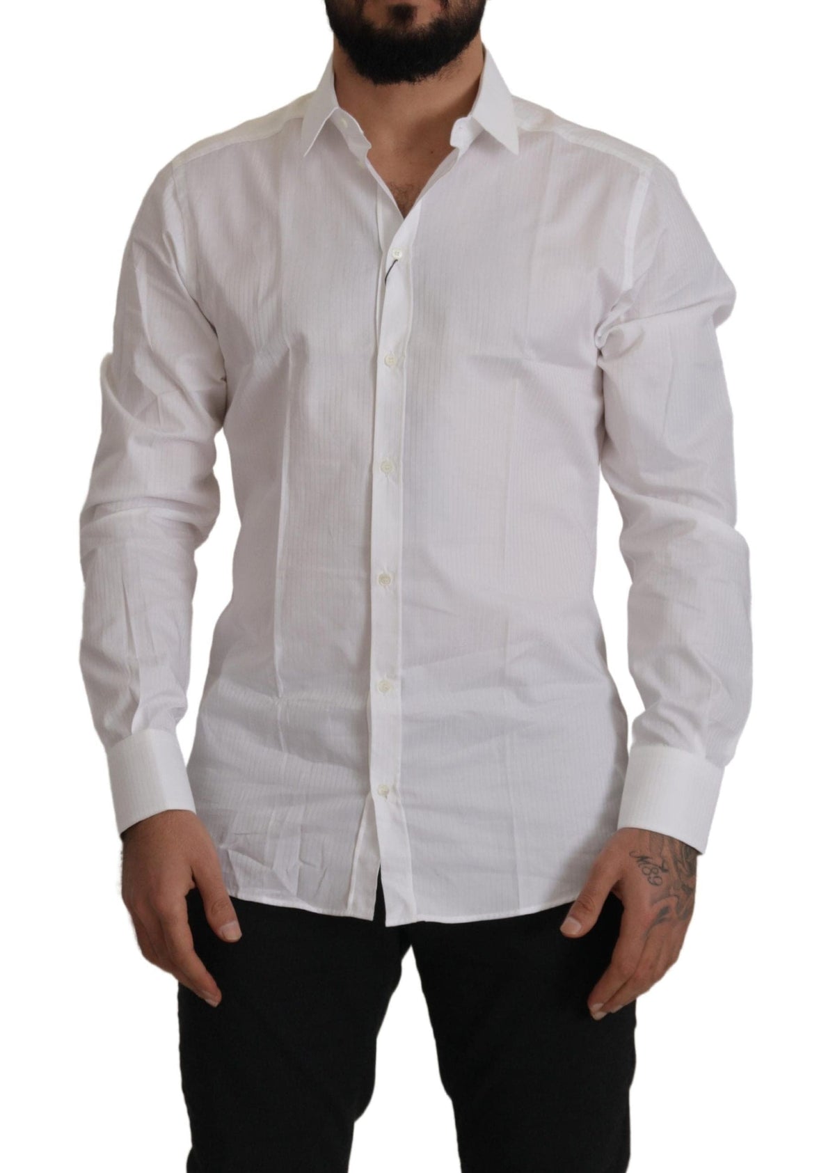 Chemise élégante en coton blanc Dolce &amp; Gabbana