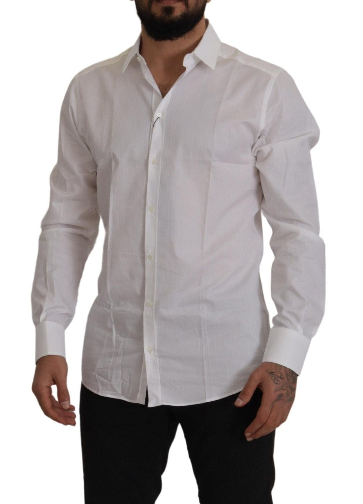 Camisa elegante de algodón blanca de Dolce &amp; Gabbana