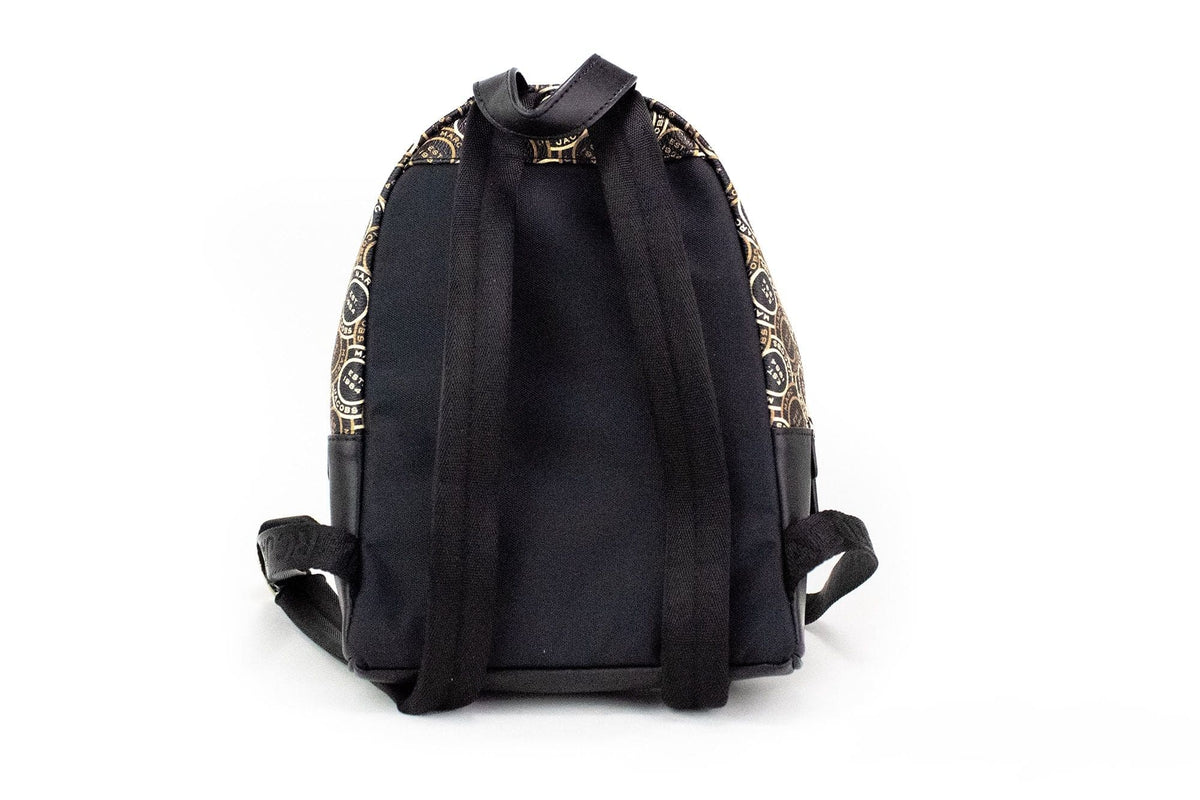 Mochila de hombro de piel con estampado de logotipo negro Signet Mini de Marc Jacobs