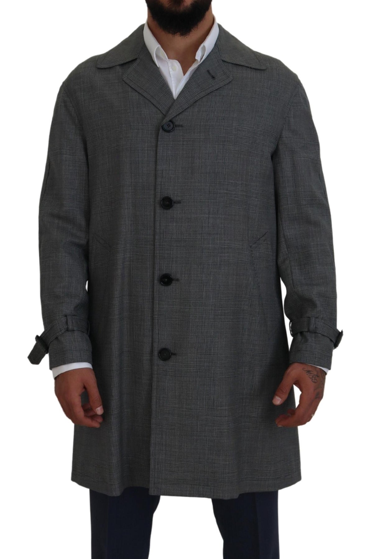 Trench-coat élégant à carreaux gris Dolce &amp; Gabbana