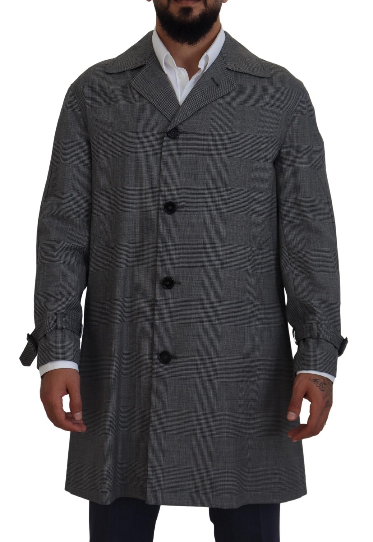 Trench-coat élégant à carreaux gris Dolce &amp; Gabbana