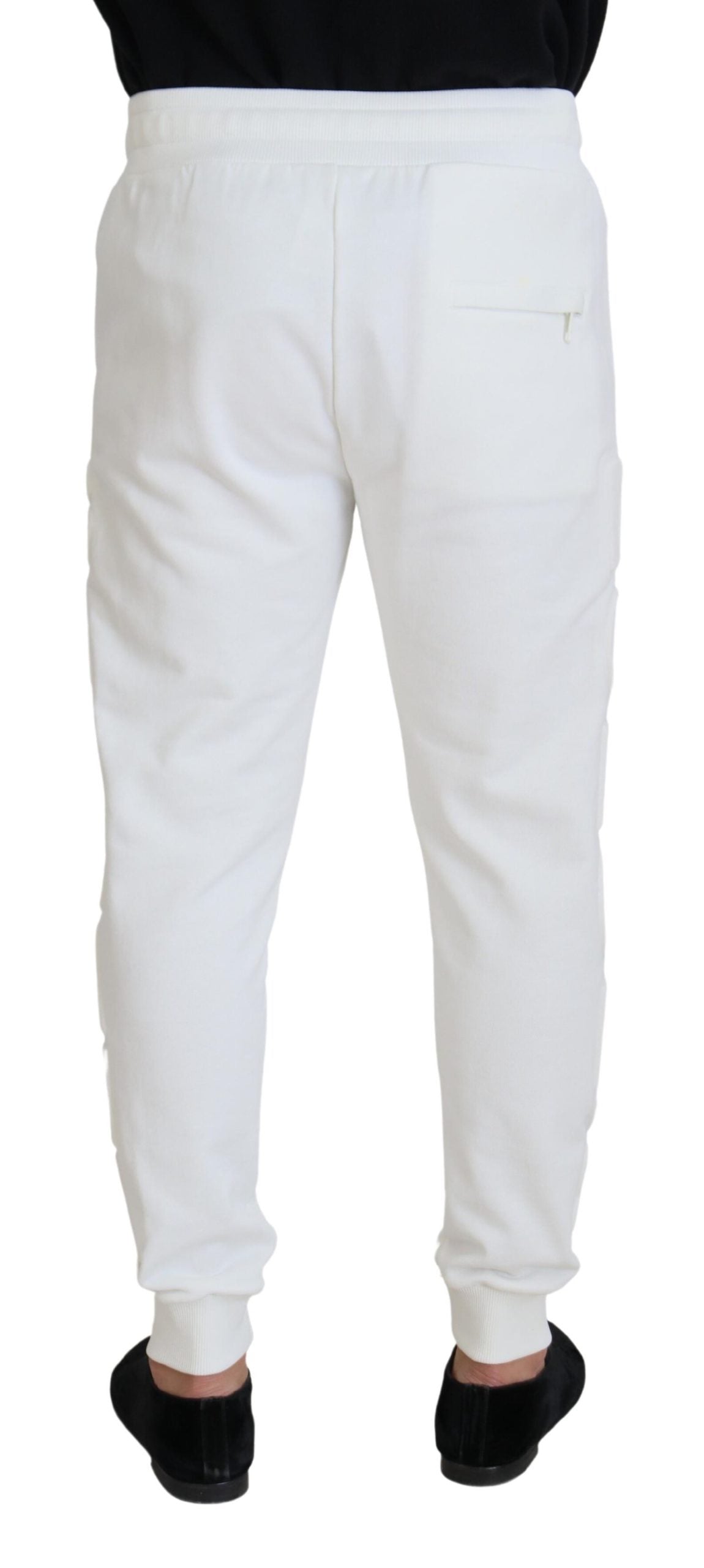 Pantalones deportivos elegantes de algodón blanco de Dolce &amp; Gabbana