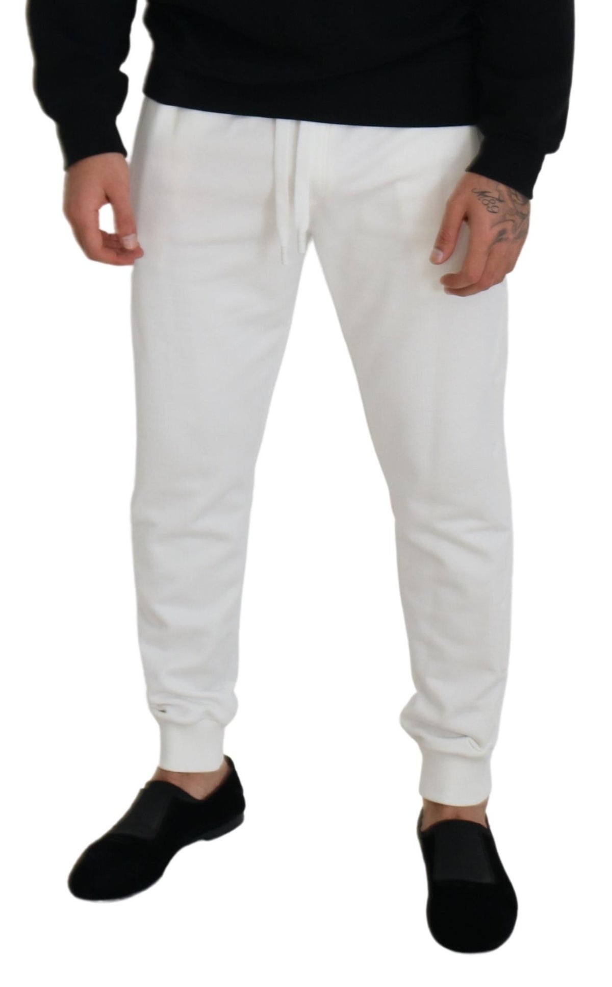 Pantalones deportivos elegantes de algodón blanco de Dolce &amp; Gabbana