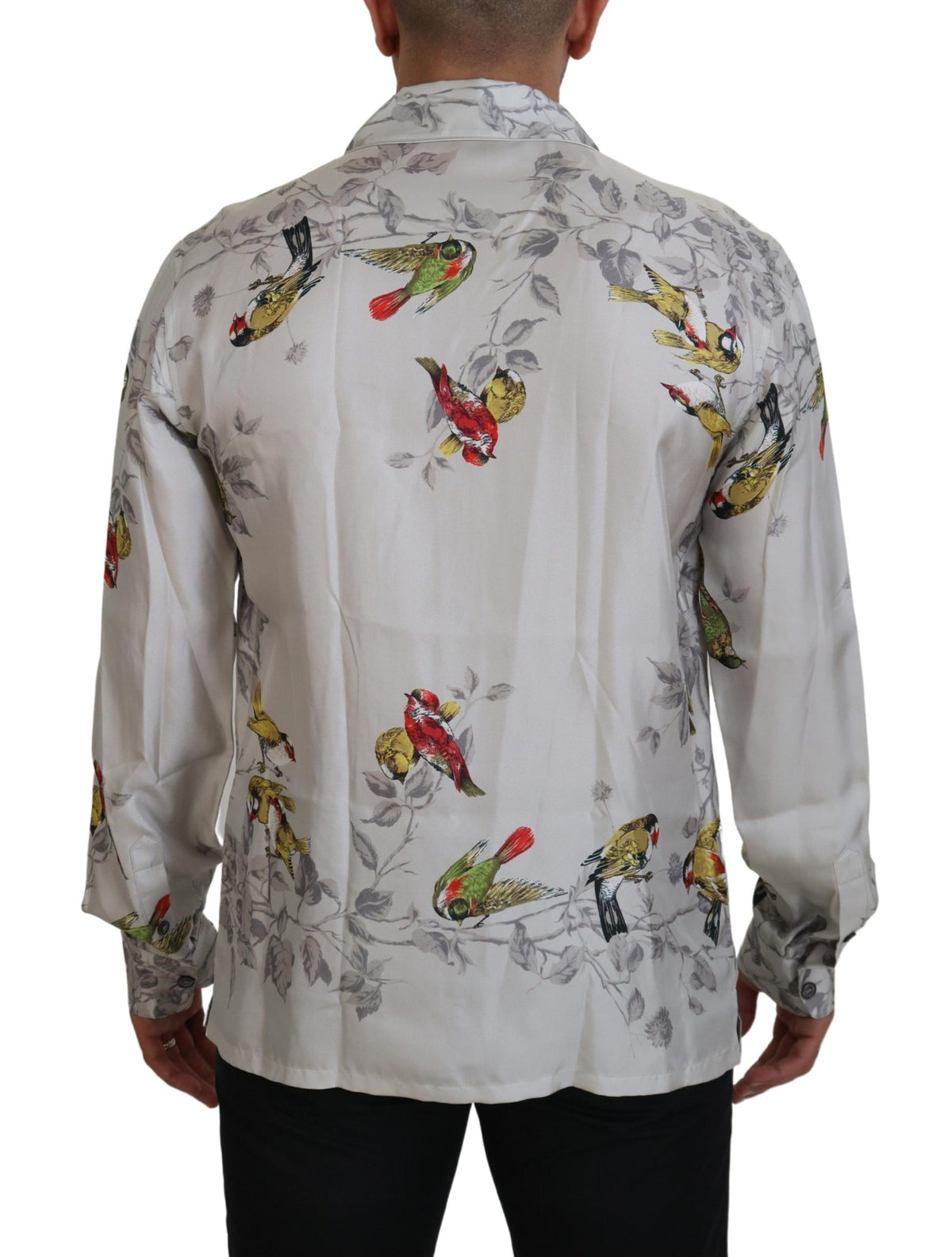 Chemise décontractée élégante en soie à imprimé oiseaux Dolce &amp; Gabbana