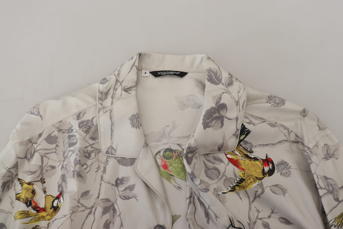 Chemise décontractée élégante en soie à imprimé oiseaux Dolce &amp; Gabbana