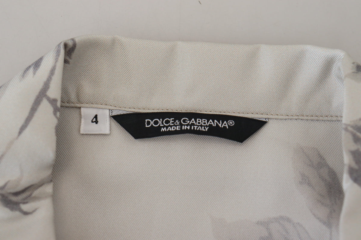 Chemise décontractée élégante en soie à imprimé oiseaux Dolce &amp; Gabbana