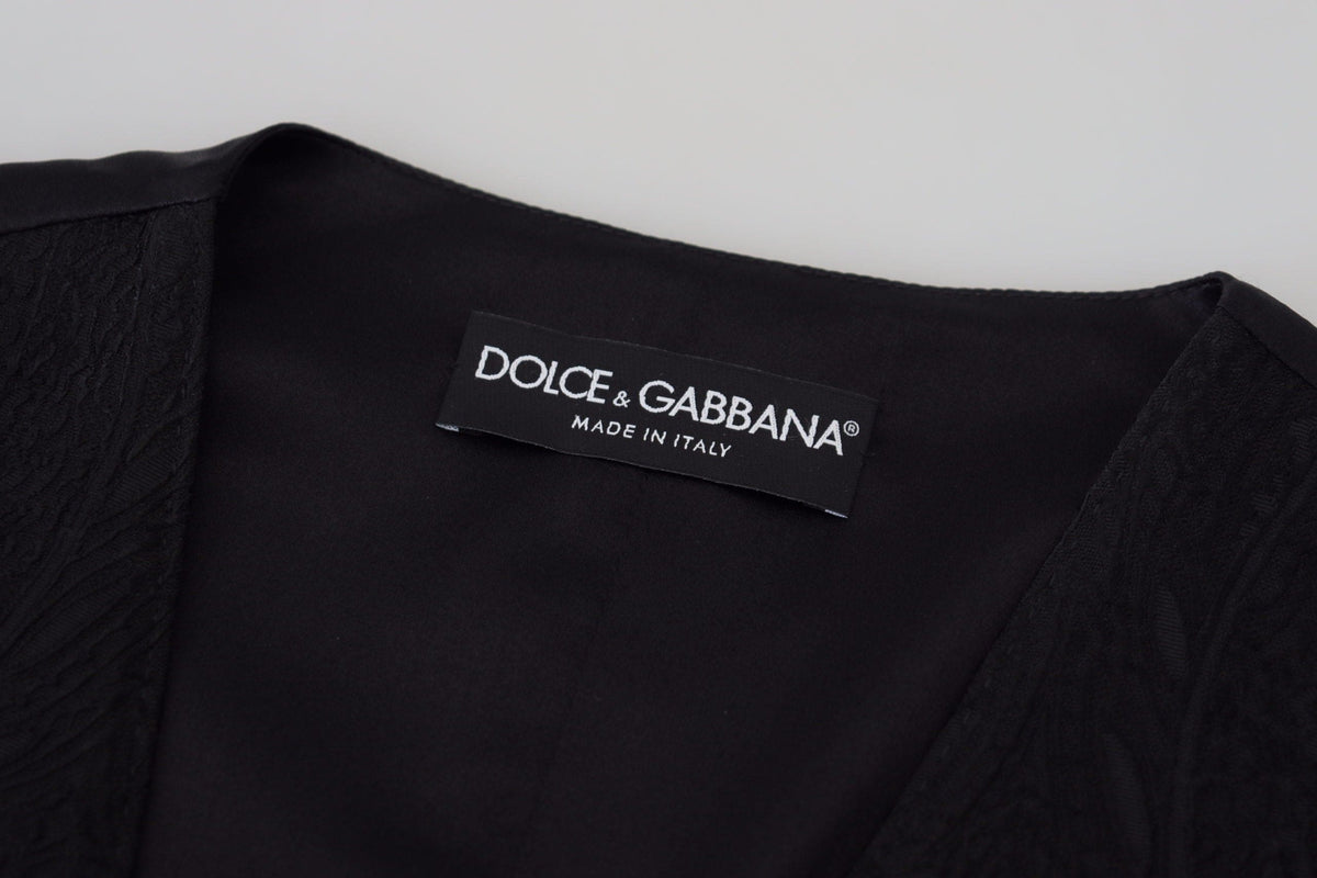 Gilet élégant en soie mélangée noire Dolce &amp; Gabbana