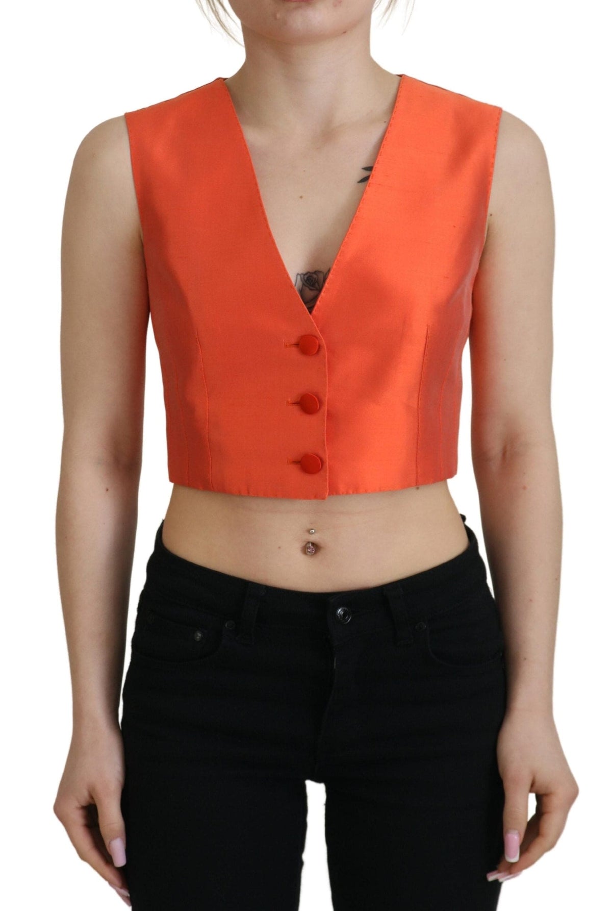 Gilet élégant en soie orange Dolce &amp; Gabbana