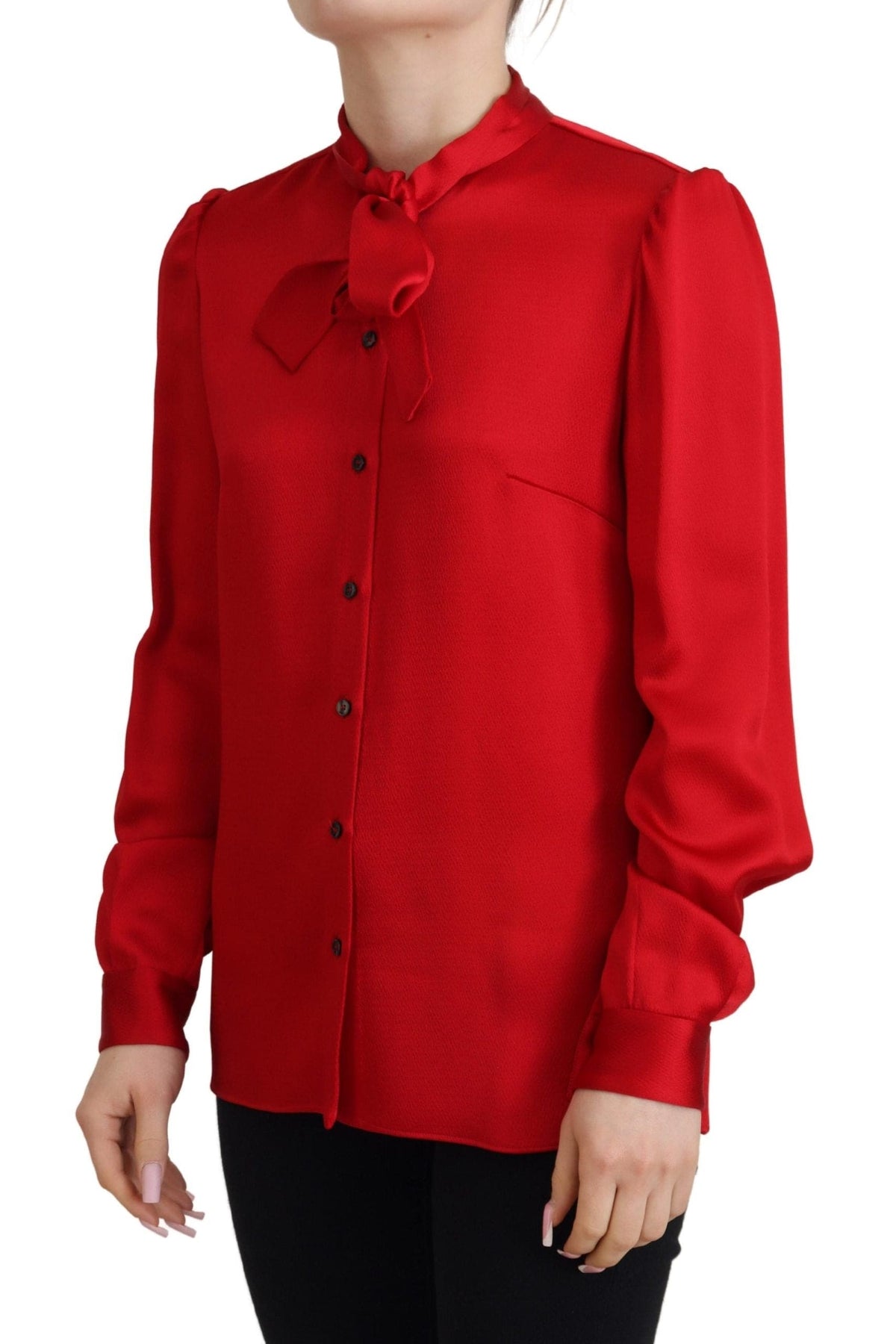 Blusa elegante con cuello Ascot en color rojo de Dolce &amp; Gabbana