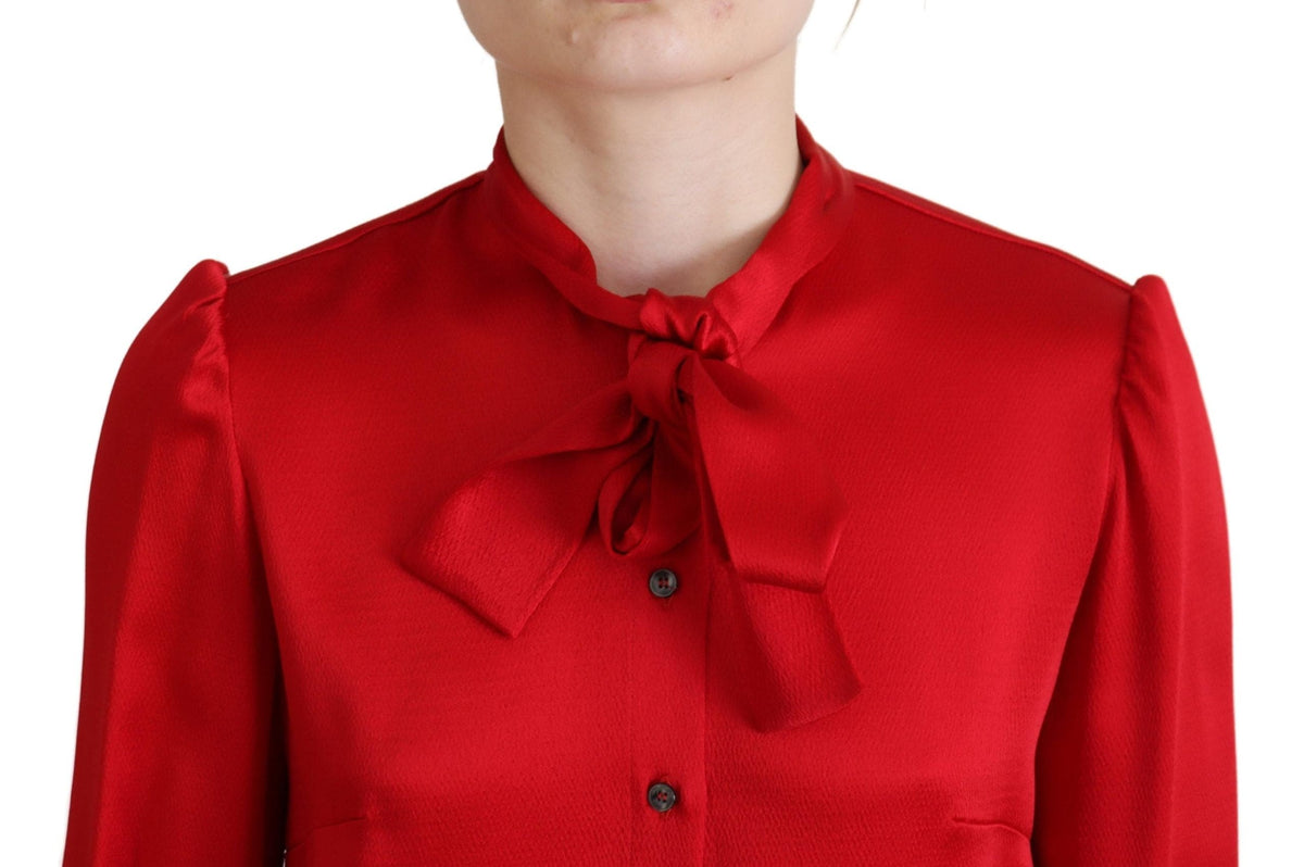 Blusa elegante con cuello Ascot en color rojo de Dolce &amp; Gabbana