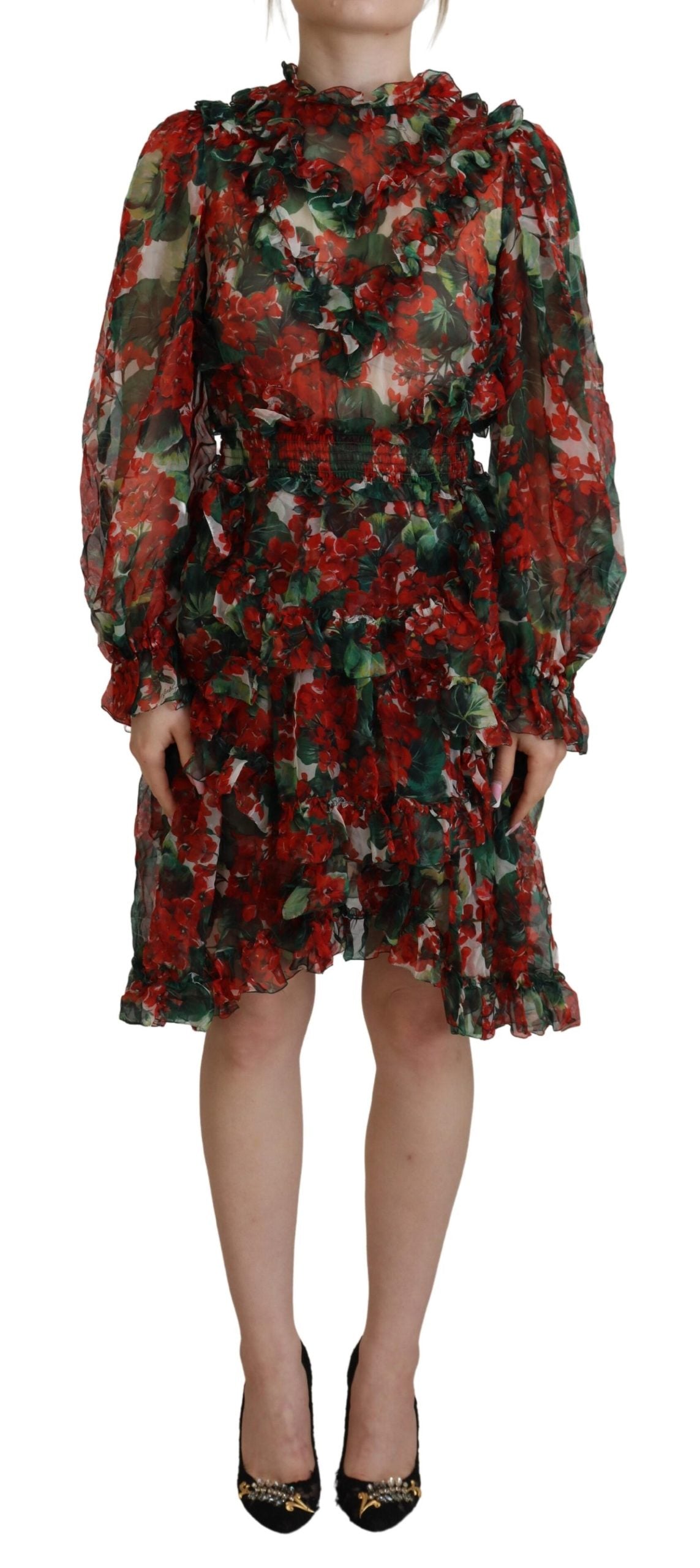 Robe trapèze en soie multicolore élégante de Dolce &amp; Gabbana