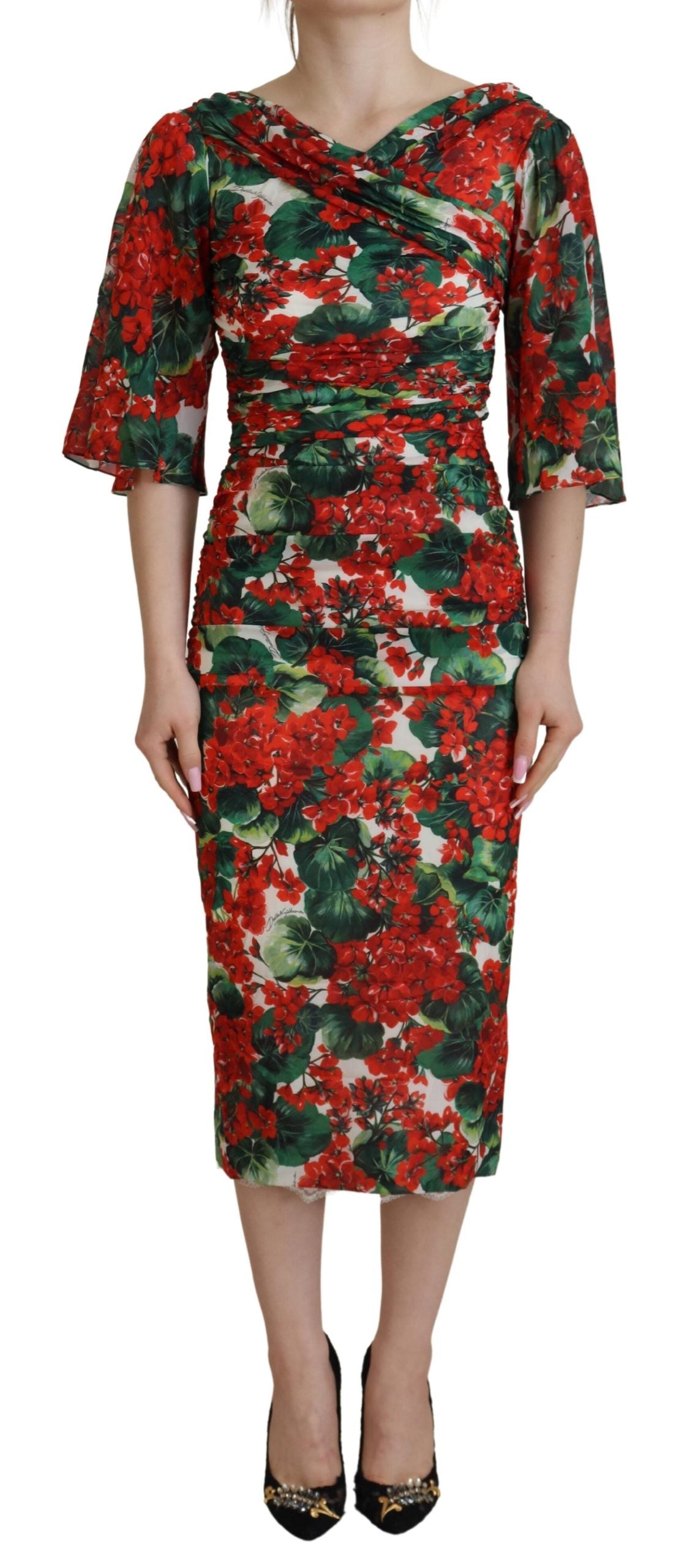 Robe fourreau à imprimé floral enchanteur Dolce &amp; Gabbana