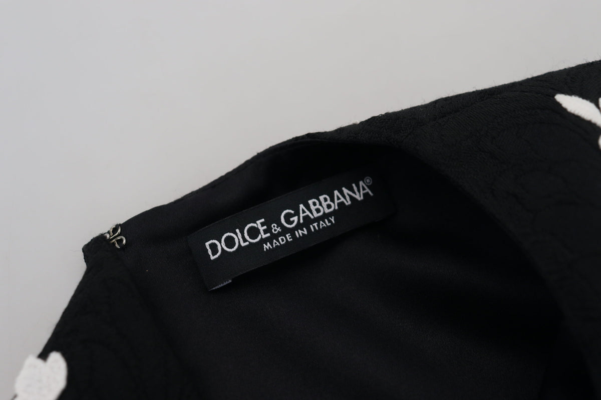 Robe courte trapèze noire élégante Dolce &amp; Gabbana avec bordure en dentelle