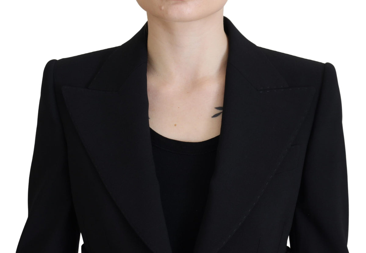 Blazer elegante de lana elástica negra de Dolce &amp; Gabbana