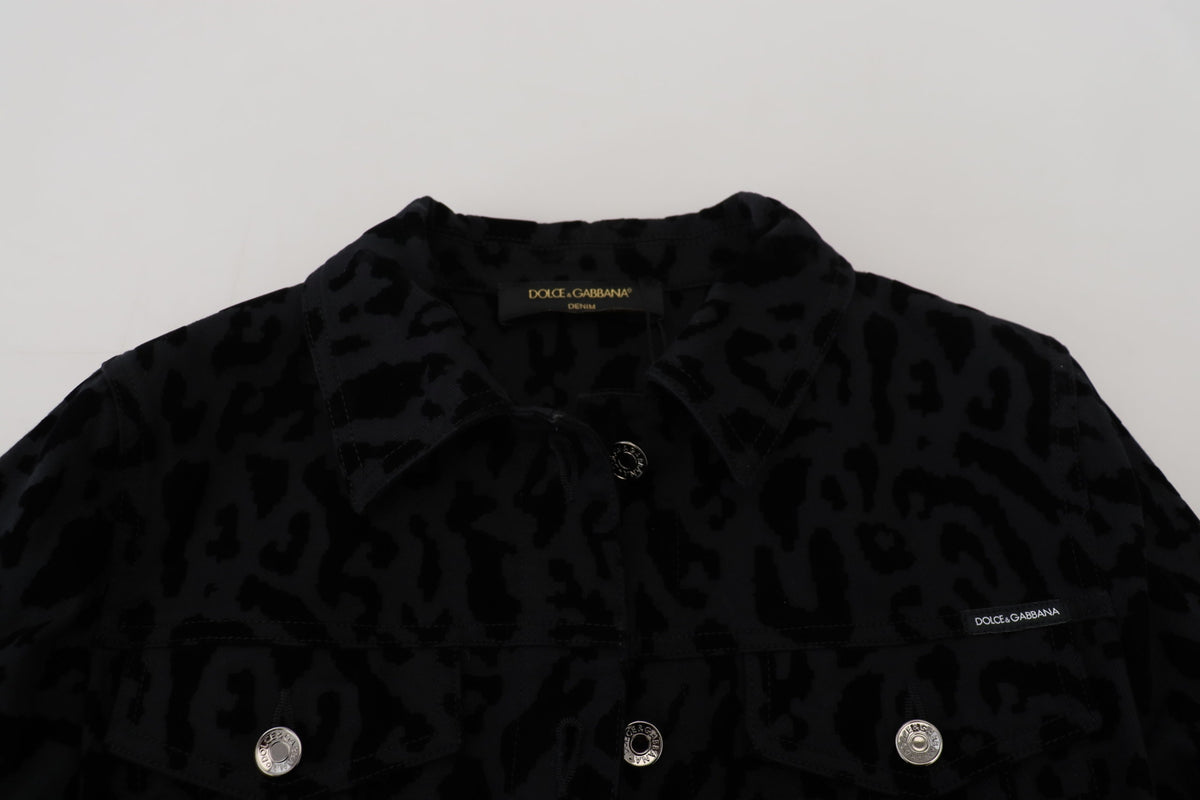 Dolce & Gabbana Chic Leopard Pattern Denim Jacket