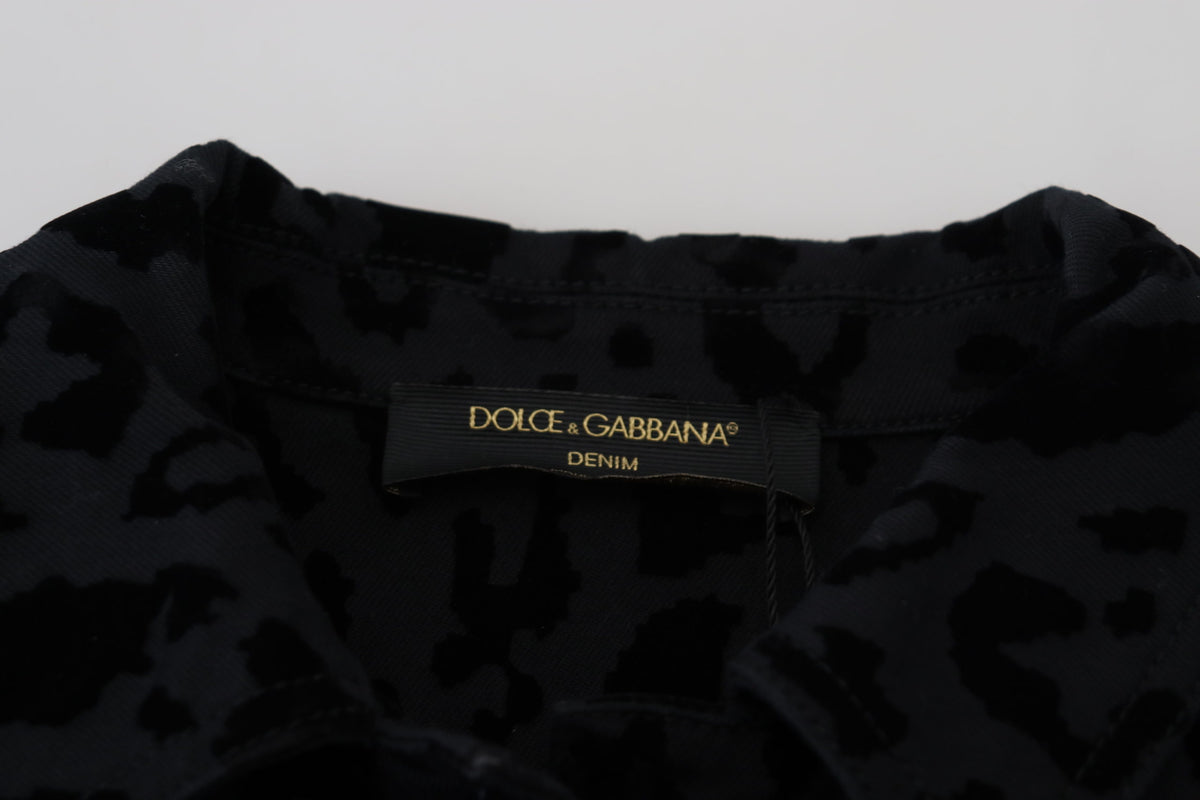 Chaqueta vaquera con estampado de leopardo elegante de Dolce &amp; Gabbana