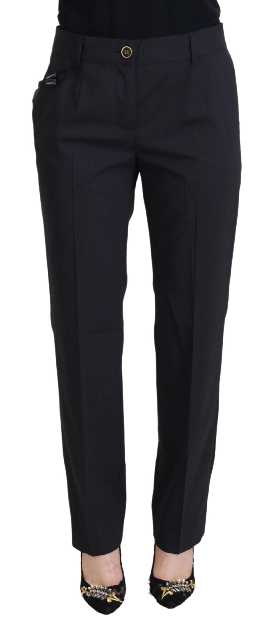 Pantalon en laine mélangée grise chic Dolce &amp; Gabbana pour un style raffiné