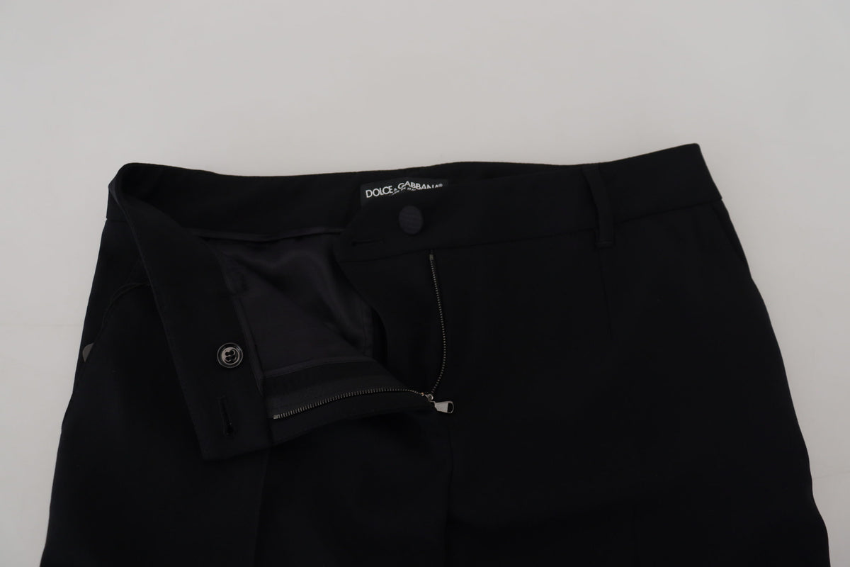 Pantalon élégant en mélange de laine et de soie noir Dolce &amp; Gabbana