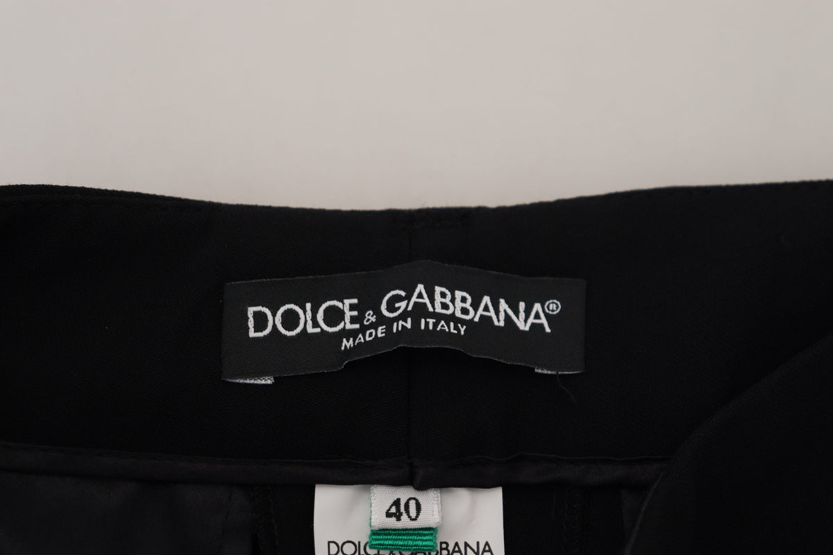 Pantalon élégant en mélange de laine et de soie noir Dolce &amp; Gabbana