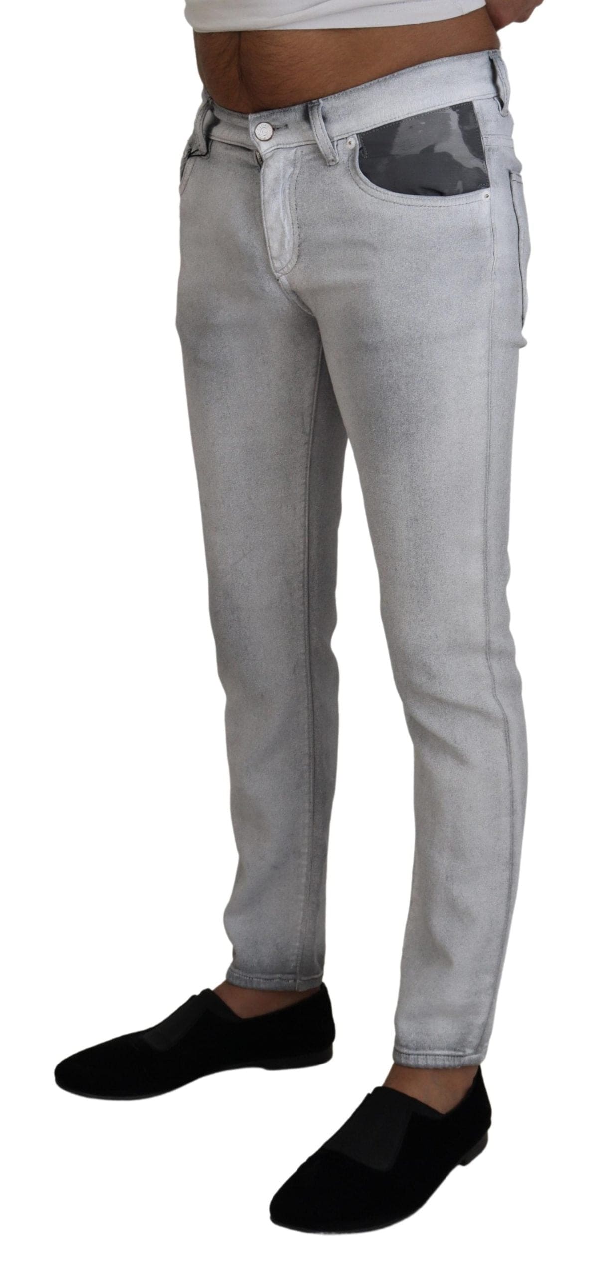 Pantalon élégant en coton mélangé délavé gris Dolce &amp; Gabbana