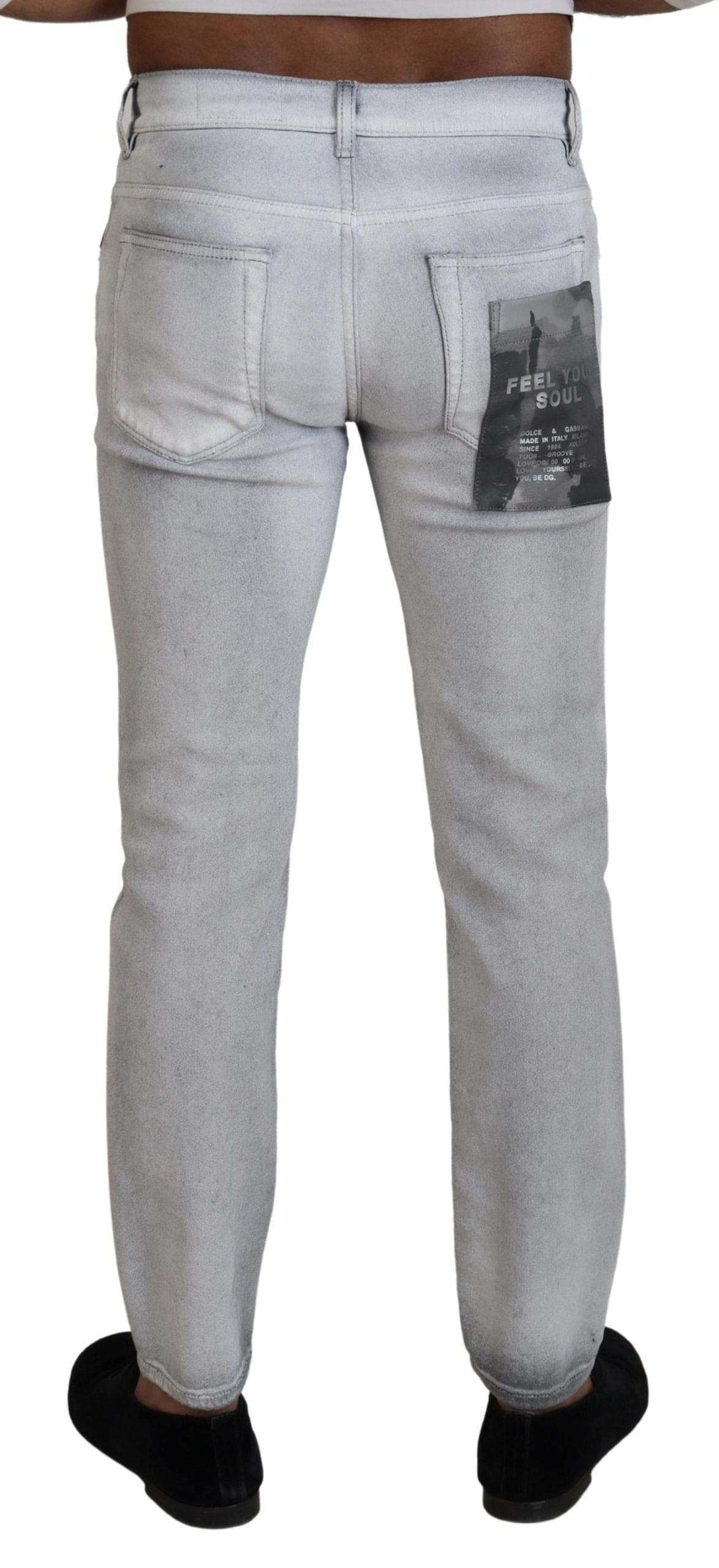 Pantalon élégant en coton mélangé délavé gris Dolce &amp; Gabbana