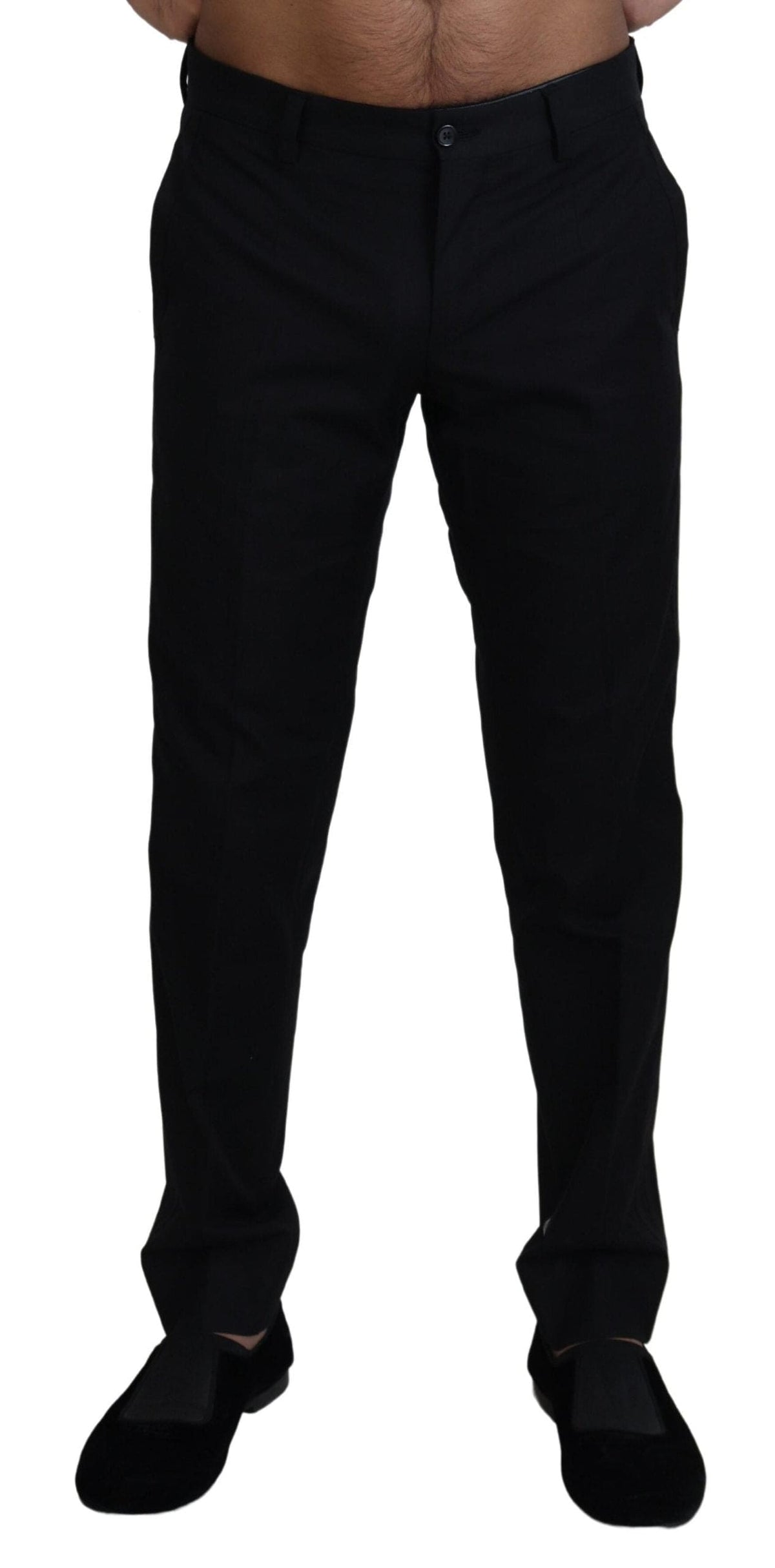 Pantalon élégant en coton noir Dolce &amp; Gabbana