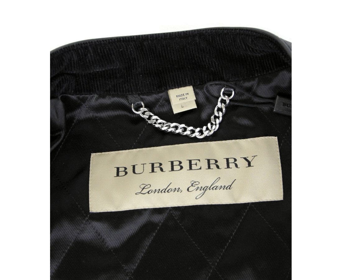 Chaqueta de motociclista acolchada con rombos de cuero negro de Burberry para hombre