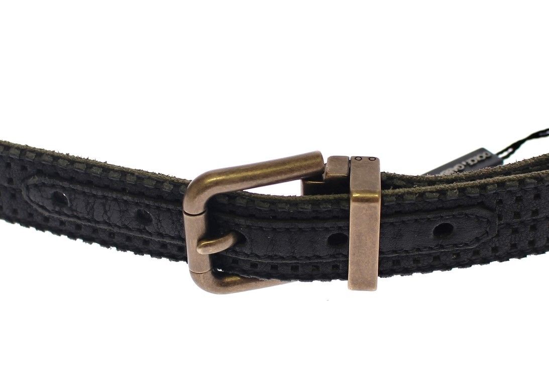 Ceinture élégante pour homme Dolce &amp; Gabbana en cuir et coton mélangés bleu