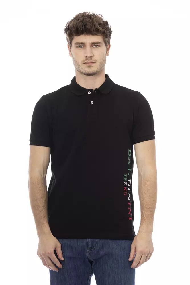 Polo clásico de algodón negro con bordado elegante de Baldinini Trend