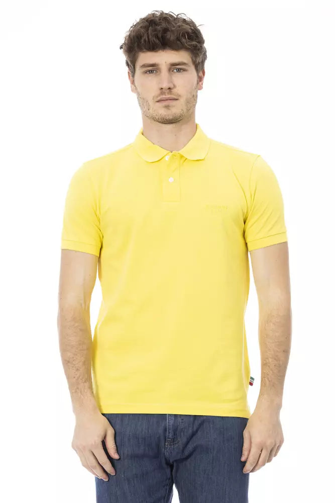 Polo de algodón amarillo brillante Baldinini Trend con bordado elegante