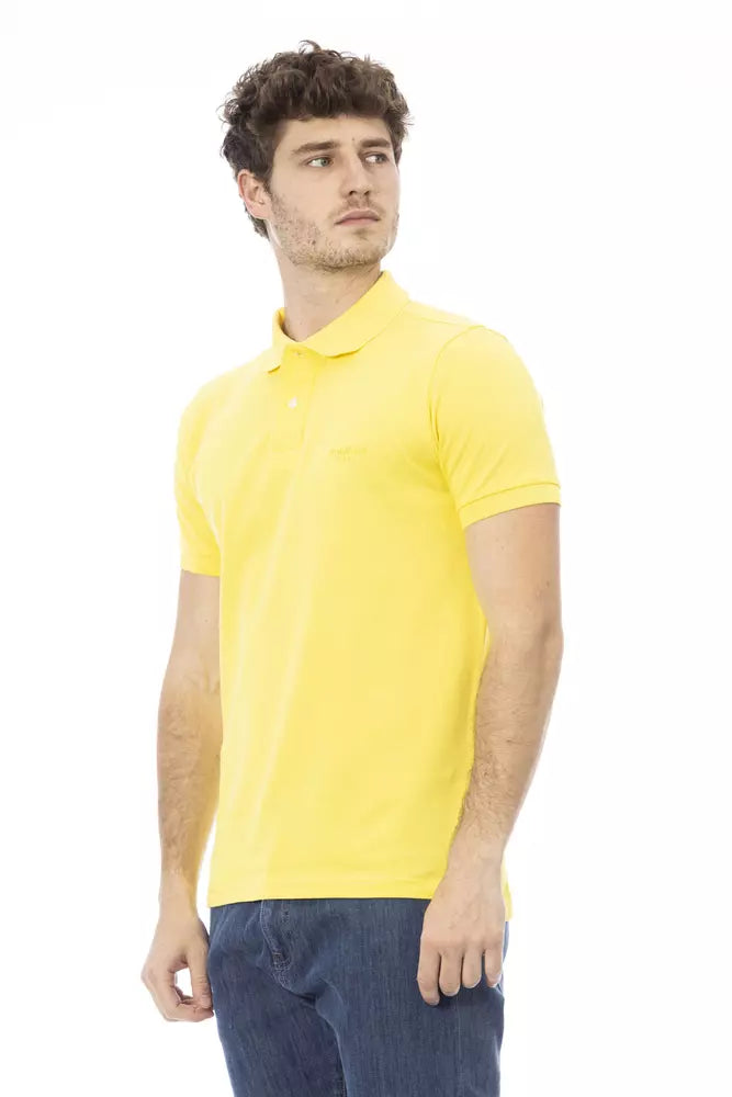 Polo de algodón amarillo brillante Baldinini Trend con bordado elegante